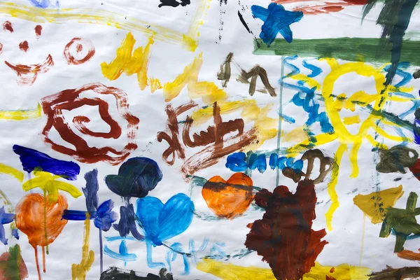 Children Drawings on Paper — Stock Photo, Image