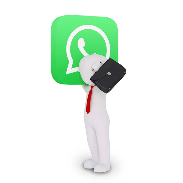 Business Man Holding Whatsapp Icon — Stock Photo, Image