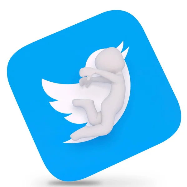 Man Imitate Twitter Logo — 스톡 사진