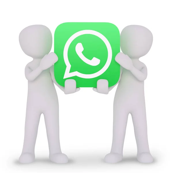 Adam Whatsapp Logosunu Sunuyor — Stok fotoğraf
