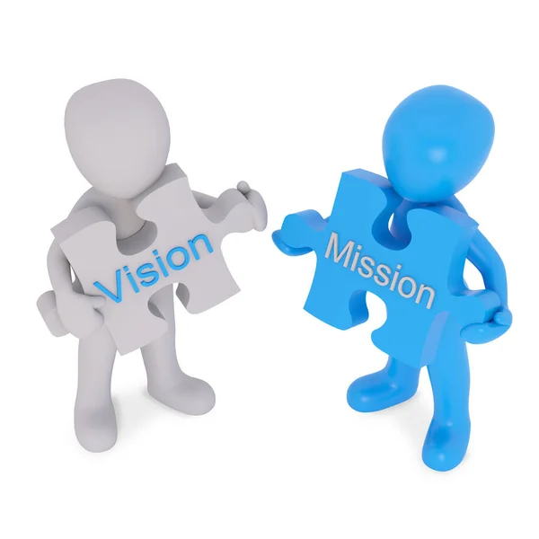 Personnages Avec Des Pièces Puzzle Vision Mission — Photo