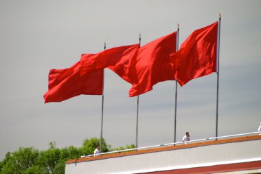 San üç tiananmen alan Pekin bayraklar