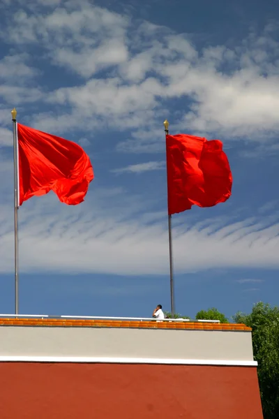 San bandeiras beijing tiananmen lugar — Fotografia de Stock