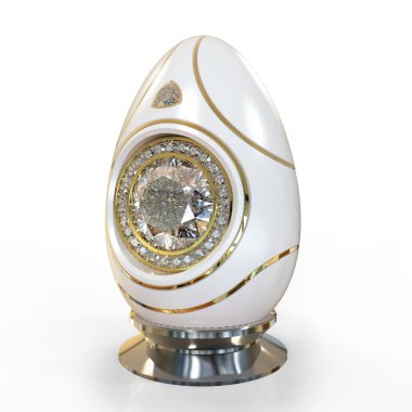 Beyaz arka plan üzerinde izole mücevher Paskalya yumurtası beyaz renk