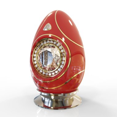 Beyaz arka plan üzerinde izole mücevher Paskalya yumurtası kırmızı renk