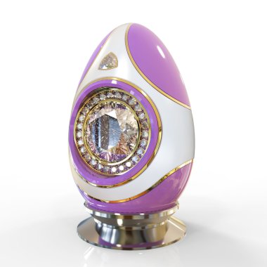 Mücevher Paskalya yumurta beyaz ve mavi renk beyaz arka plan üzerinde izole