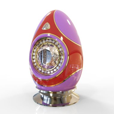 Beyaz arka plan üzerinde izole mücevher Paskalya yumurtası mavi ve kırmızı renk