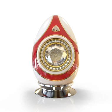 Mücevher Paskalya yumurta beyaz ve beyaz arka plan üzerinde izole kırmızı renk