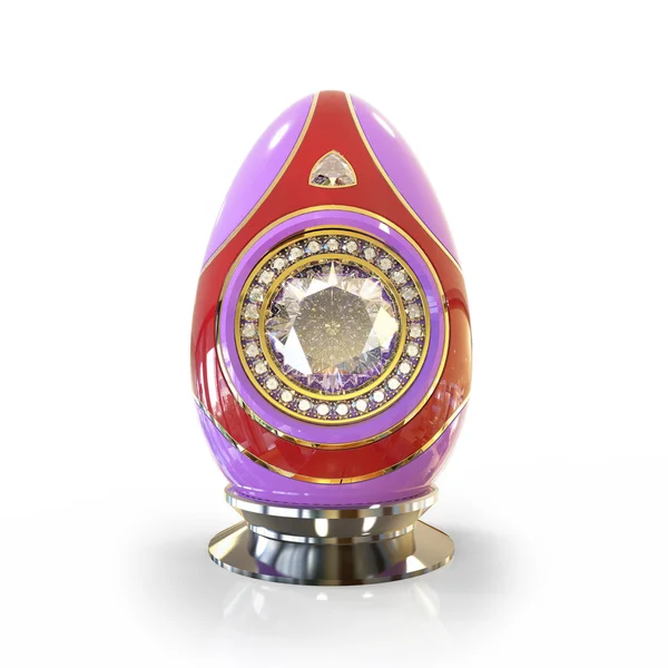 Beyaz arka plan üzerinde izole mücevher Paskalya yumurtası mavi ve kırmızı renk