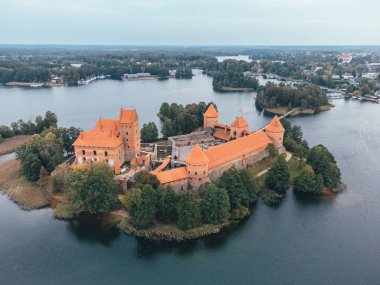 Aerial View of Trakai Castle on Galve Lake, Lithuania.