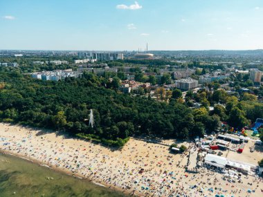 Polonya Sopot Sahili 'nin havadan görünüşü