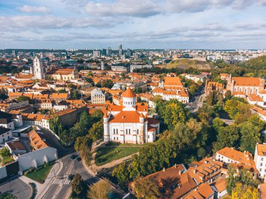 Vilnius Eski Kasabasının Eski Binaları, Litvanya Hava Görüntüsü