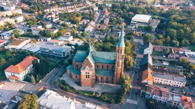 Polonya 'nın Turek kentindeki Gotik Kilisenin Hava Görüntüsü