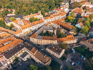 Litvanya 'nın Vilnius Eski Kasabası' ndaki Uzupis bölgesinin hava görüntüsü