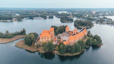 Aerial View of Trakai Castle on Galve Lake, Lithuania.