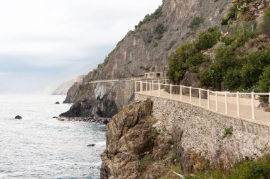 Sonbaharda Via dell Amore (The Way of Love), Riomaggiore, Cinque Terre, Ligury, İtalya
