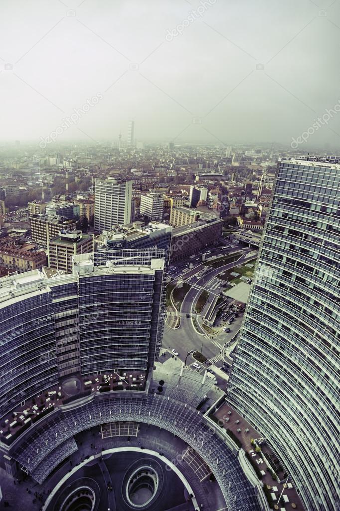 Milano skyline from high piazza gae aulenti porta nuova