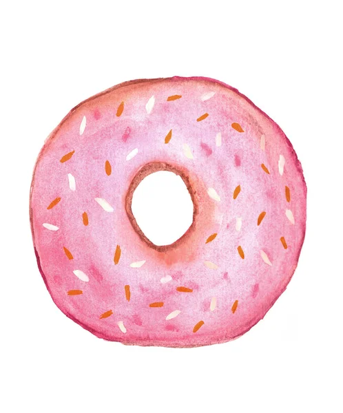 Rosado Doce Donuts Aquarela Cartão Saudação Menu Aquarela Doce Conjunto — Fotografia de Stock