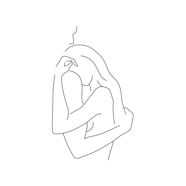 Hugging Loved One Illustration Lines Isolated White Background — Stock Photo, Image