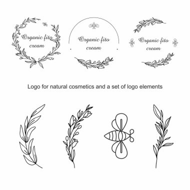 Beyaz arka planda doğal kozmetik için logo