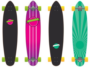 renkli longboard kaykay