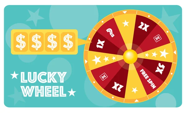 Lucky wheel lapos illusztráció — Stock Vector