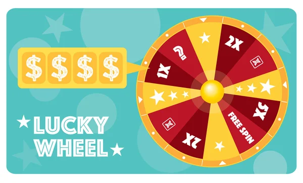 Lucky wheel platt illustration — Stock vektor