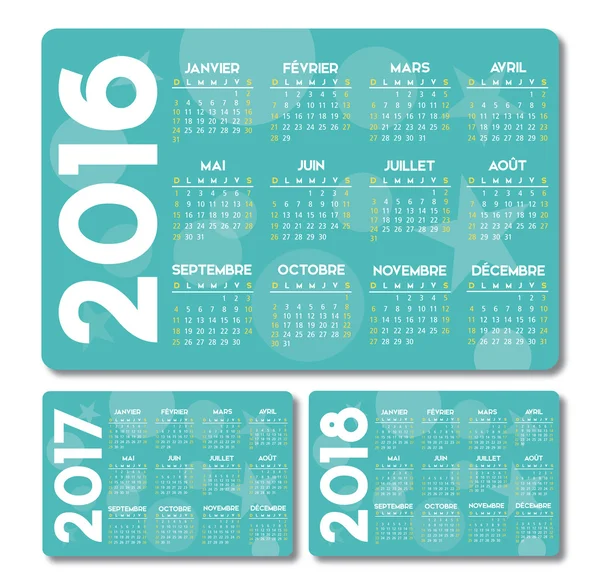 Calendrier turquoise français — Image vectorielle