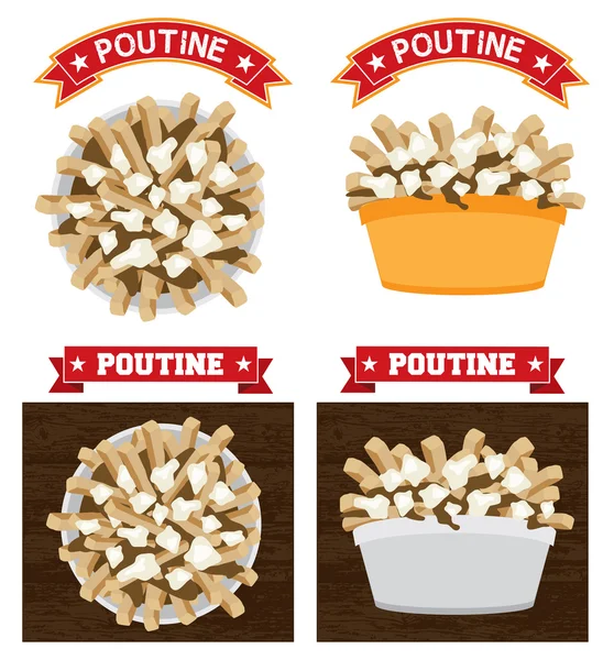 Poutine Canadese voedsel illustratie — Stockvector