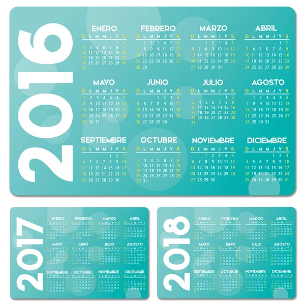 Hiszpański kalendarz turkus — Wektor stockowy
