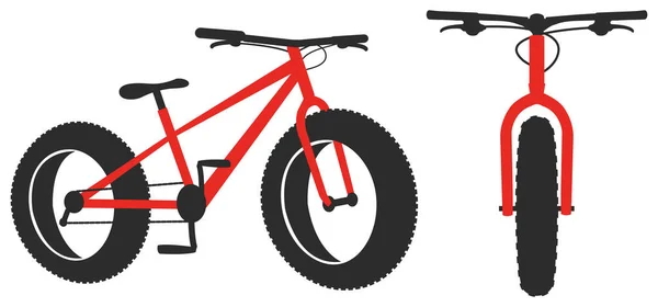 Ciclismo Grasso Mountain Bike Sport Vista Laterale Vista Frontale Silhouette — Vettoriale Stock