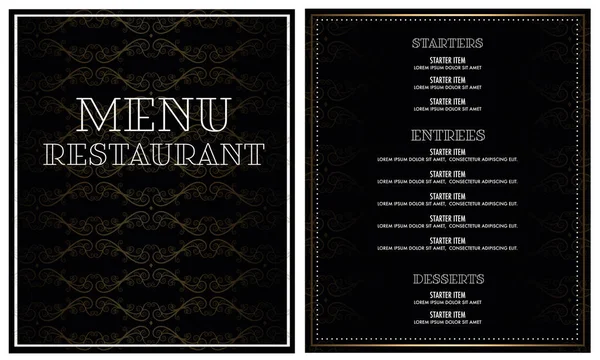 Luxe Luxe Restaurant Menu Design Kaart — Stockvector