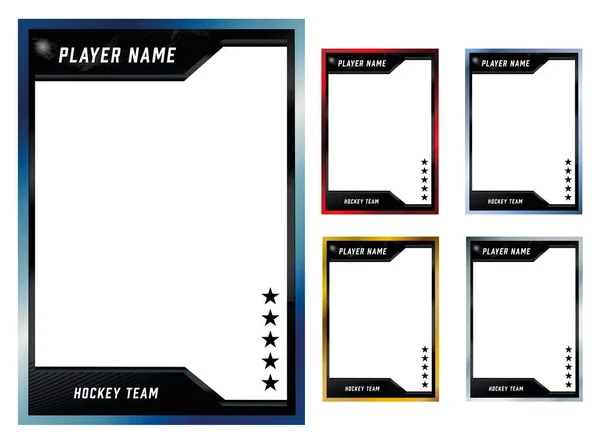 Hockey Player Trade Card Frame Border Template Design Flyer — 스톡 벡터