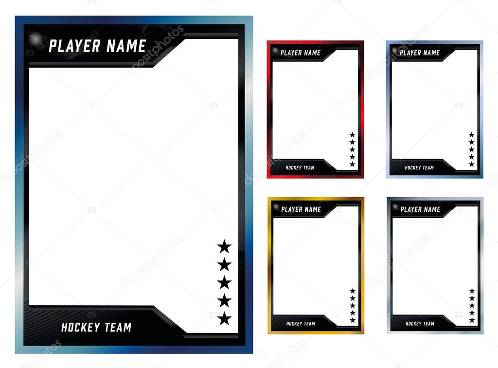 Hockey player trading card frame border template design flyer