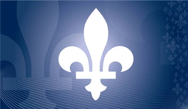 Quebec Provinsen Kanada Emblem Över Blå Abstrakt Bakgrund — Stock vektor