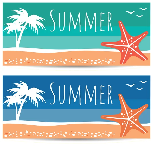 Tropiska Havet Sommar Semester Banner Design Illustration Vektor — Stock vektor