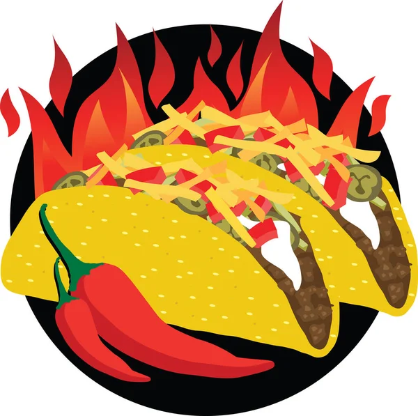 Delicous Tasty Spicy Hot Beef Taco Illustration Vector Cartoon — Stock Vector