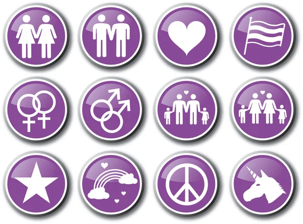 Homosexualidad gay púrpura icono conjunto — Vector de stock