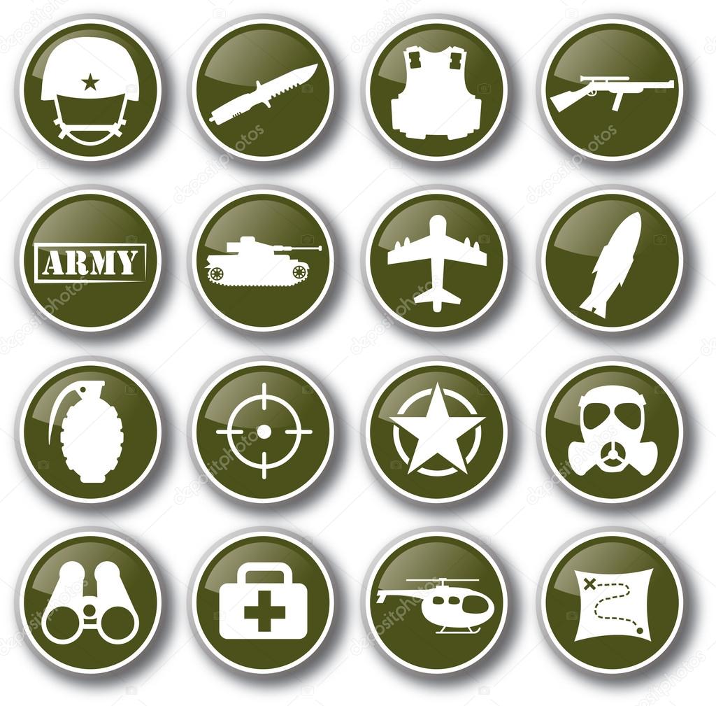 Military army icon set vector
