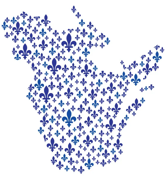 Quebec mapa com padrão de emblema Fleur de Lys —  Vetores de Stock