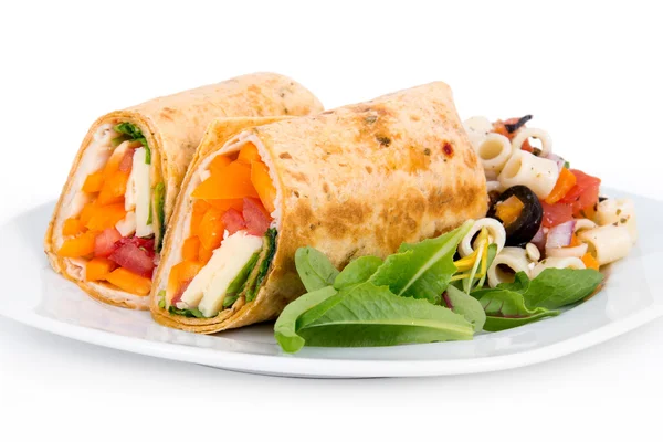 Sandwich wrap portion on plate — Stock Photo, Image