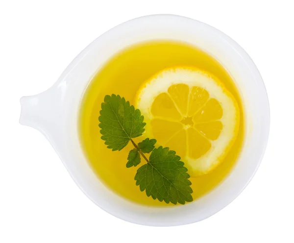 Lemon balm tea over white background — Stock Photo, Image