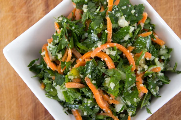 Tabbouleh parsley and carrot salad bowl — Stock Photo, Image