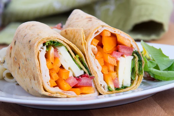 Sandwich tortilla wrap closeup — Stock Photo, Image
