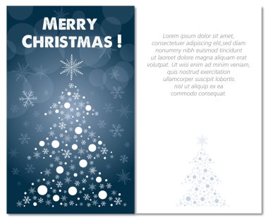 neşeli Noel tebrik kartı ön ve iç