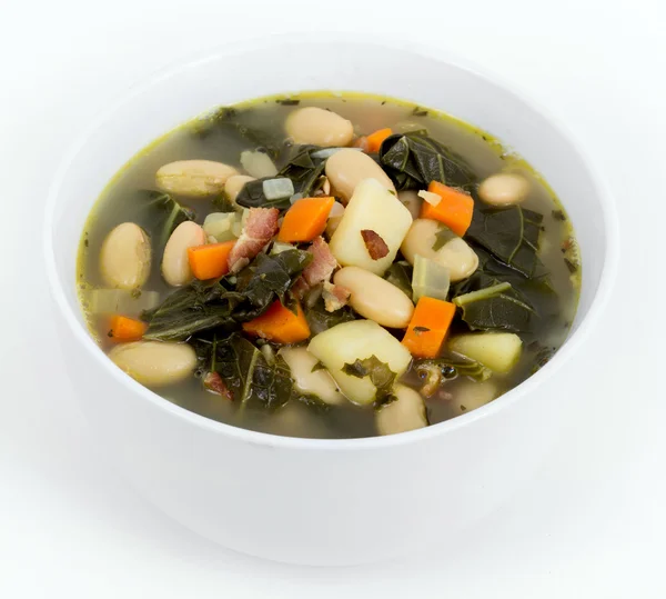 White bean bacon and kale soup — Stock Photo, Image