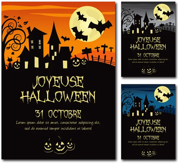 Francese Halloween invito poster illustrazione design — Vettoriale Stock