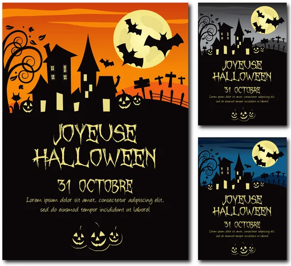 French Halloween invitation poster illustration design — Stock Vector