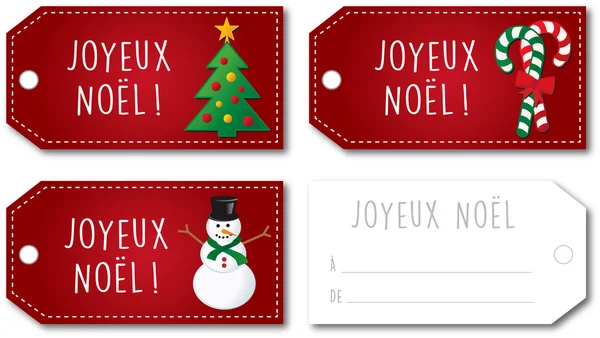 Francés regalo de Navidad etiqueta conjunto vector — Vector de stock