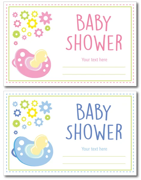 Bebek duş kart kız ve erkek — Stok Vektör